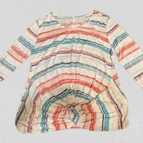 Multi Colored Stripped Round Neck Top with front twist  4077  NWT Boutique - Picture 3 of 11
